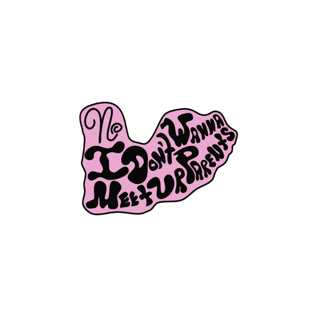 Pink and black text design on a white background