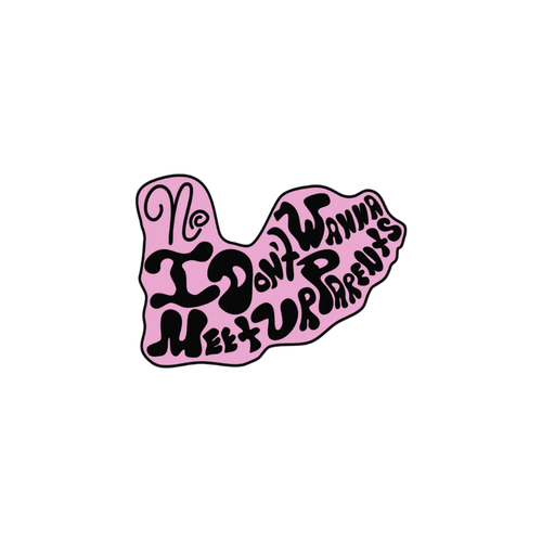 Pink and black text design on a white background